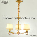 Arabian Bronze Chandelier Lights com branco e sombra de tecido de ouro D-6017/3